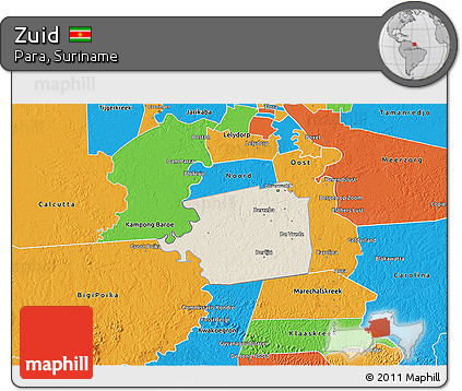Shaded Relief 3D Map of Zuid, political outside