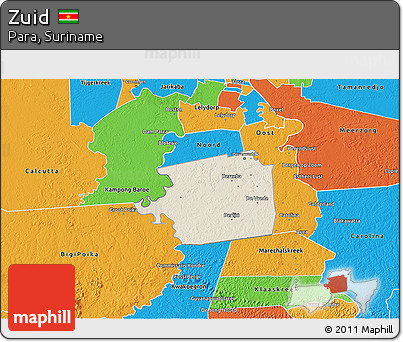Shaded Relief 3D Map of Zuid, political outside