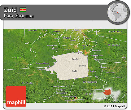 Shaded Relief 3D Map of Zuid, satellite outside