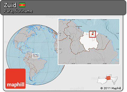 Gray Location Map of Zuid, highlighted country, within the entire country, hill shading