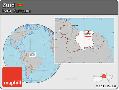 Gray Location Map of Zuid, highlighted country, highlighted parent region, within the entire country