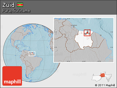 Gray Location Map of Zuid, highlighted country, highlighted parent region, within the entire country, hill shading