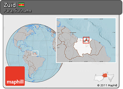 Gray Location Map of Zuid, highlighted country, highlighted parent region, hill shading