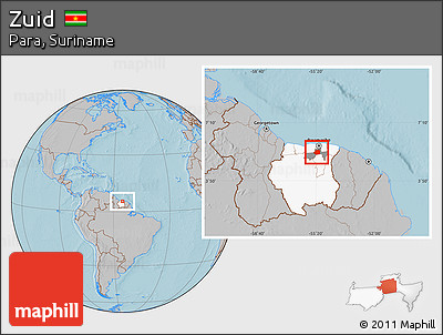 Gray Location Map of Zuid, highlighted country, highlighted parent region, hill shading