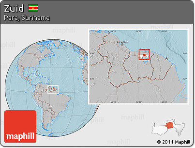 Gray Location Map of Zuid, highlighted parent region, within the entire country, hill shading