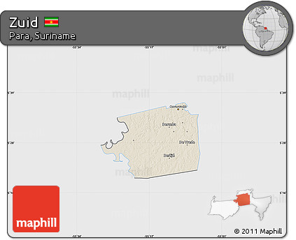 Shaded Relief Map of Zuid, single color outside
