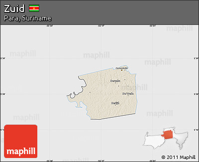 Shaded Relief Map of Zuid, single color outside