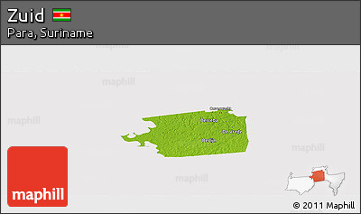 Physical Panoramic Map of Zuid, cropped outside