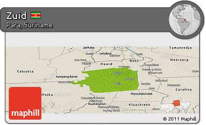 Physical Panoramic Map of Zuid, shaded relief outside