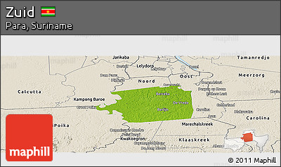 Physical Panoramic Map of Zuid, shaded relief outside