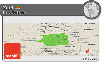 Political Panoramic Map of Zuid, shaded relief outside