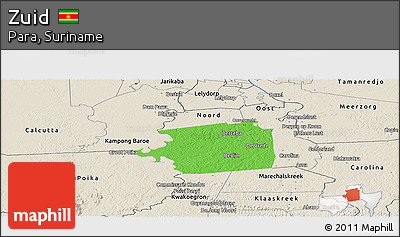 Political Panoramic Map of Zuid, shaded relief outside