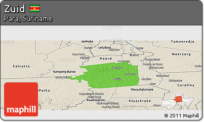 Political Panoramic Map of Zuid, shaded relief outside