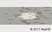 Shaded Relief Panoramic Map of Zuid, darken, semi-desaturated