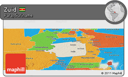 Shaded Relief Panoramic Map of Zuid, political outside