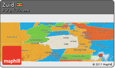 Shaded Relief Panoramic Map of Zuid, political outside