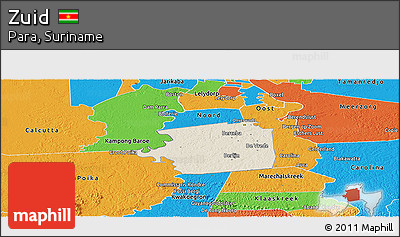 Shaded Relief Panoramic Map of Zuid, political outside