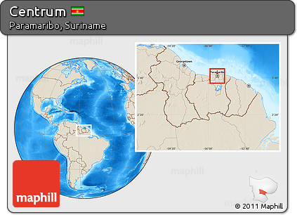 Shaded Relief Location Map of Centrum, within the entire country