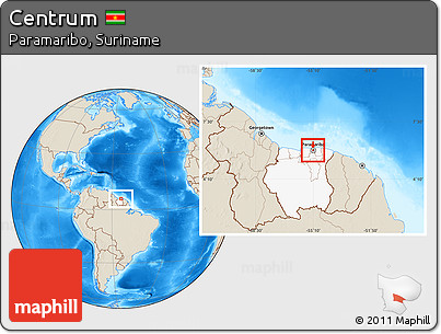 Shaded Relief Location Map of Centrum, highlighted country