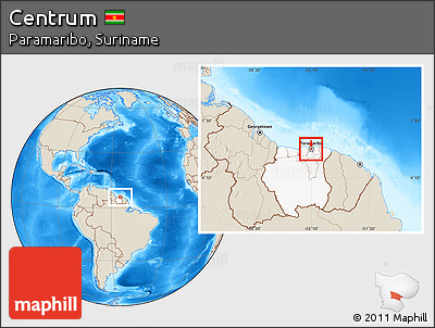 Shaded Relief Location Map of Centrum, highlighted country