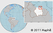 Gray Location Map of Flora, highlighted country, highlighted parent region, within the entire country, hill shading