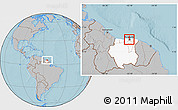Gray Location Map of Flora, highlighted country, highlighted parent region, hill shading