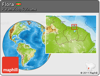 Physical Location Map of Flora, within the entire country