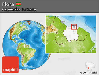 Physical Location Map of Flora, highlighted country, within the entire country