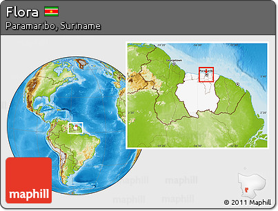 Physical Location Map of Flora, highlighted country, within the entire country