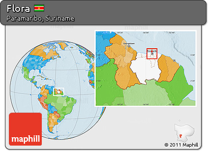 Political Location Map of Flora, highlighted country, within the entire country