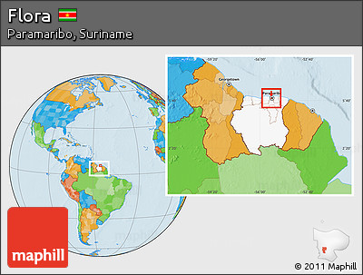 Political Location Map of Flora, highlighted country, within the entire country