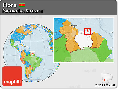 Political Location Map of Flora, highlighted country, within the entire country