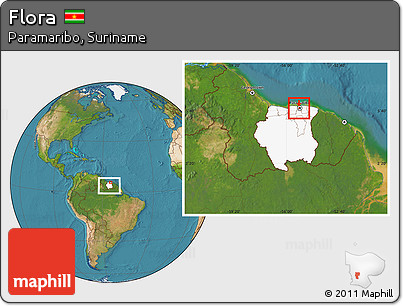 Satellite Location Map of Flora, highlighted country, within the entire country