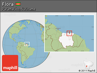 Savanna Style Location Map of Flora, highlighted country
