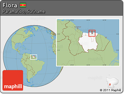 Savanna Style Location Map of Flora, highlighted country, highlighted parent region, within the entire country