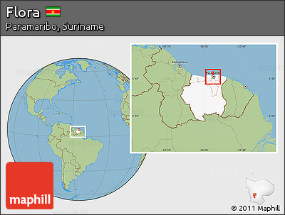 Savanna Style Location Map of Flora, highlighted country, highlighted parent region, within the entire country