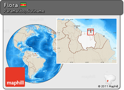 Shaded Relief Location Map of Flora, highlighted country, highlighted parent region, within the entire country