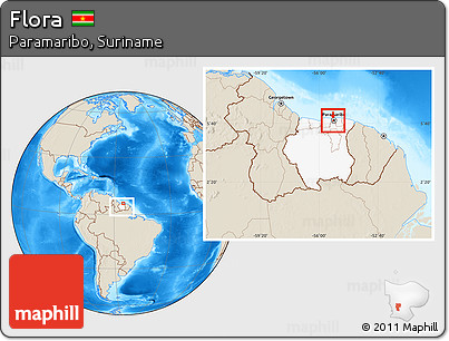 Shaded Relief Location Map of Flora, highlighted country, highlighted parent region, within the entire country