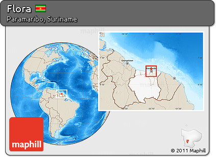Shaded Relief Location Map of Flora, highlighted country, highlighted parent region