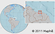 Gray Location Map of Latour, highlighted parent region, hill shading