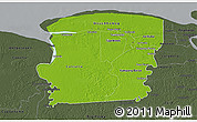 Physical 3D Map of Saramacca, darken, semi-desaturated