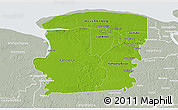 Physical 3D Map of Saramacca, lighten, semi-desaturated