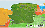 Satellite 3D Map of Saramacca, political shades outside