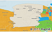 Shaded Relief 3D Map of Saramacca, political outside