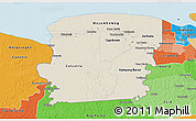 Shaded Relief 3D Map of Saramacca, political shades outside
