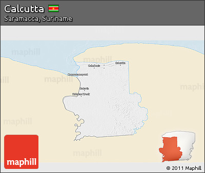Classic Style 3D Map of Calcutta, single color outside