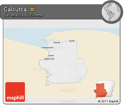 Classic Style 3D Map of Calcutta, single color outside