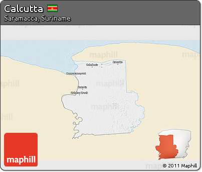 Classic Style 3D Map of Calcutta, single color outside