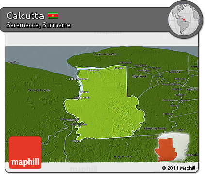 Physical 3D Map of Calcutta, darken