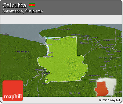 Physical 3D Map of Calcutta, darken